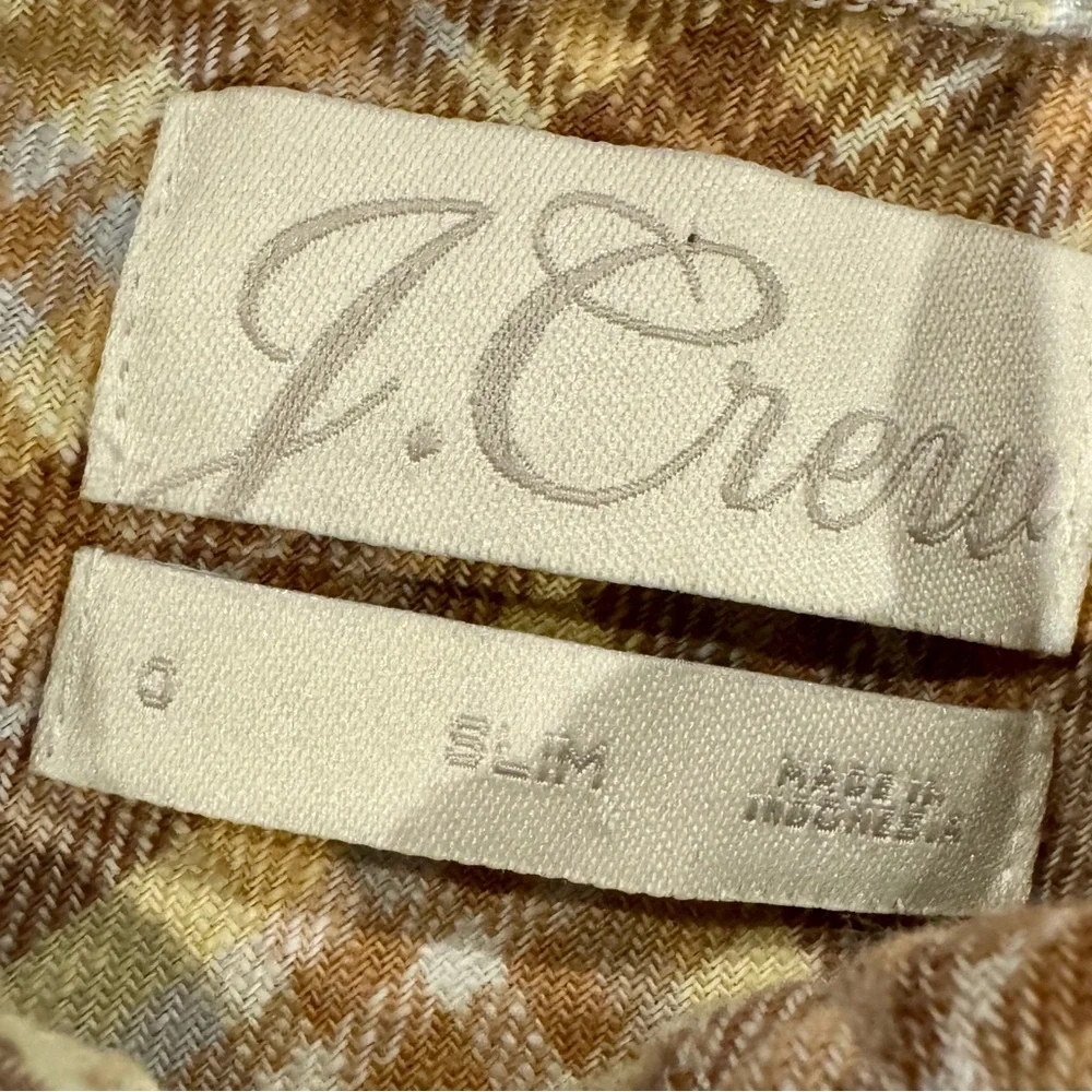 J. Crew Tan and Cream Checkered Shirt